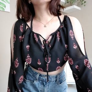 Charlotte Russe Sheer Long Sleeve Blouse